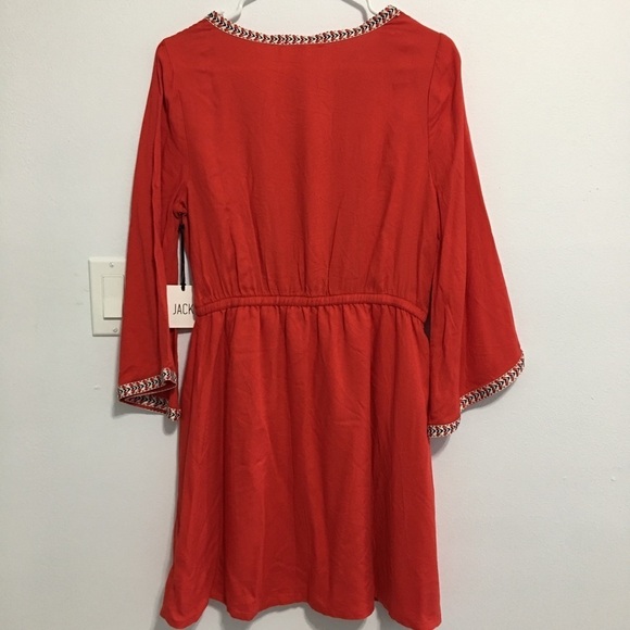 NWT Jack by B.B. Dakota Red Bell-Sleeve Dress - Picture 5 of 5